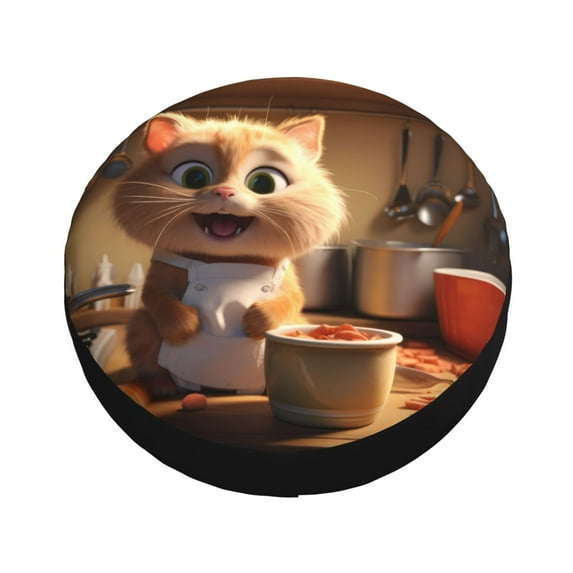 Balery Cartoon Cooking Cat Tire Covers - Tough Tire Wheel Protector for Truck, SUV, Trailer, Camper, RV -15 inch