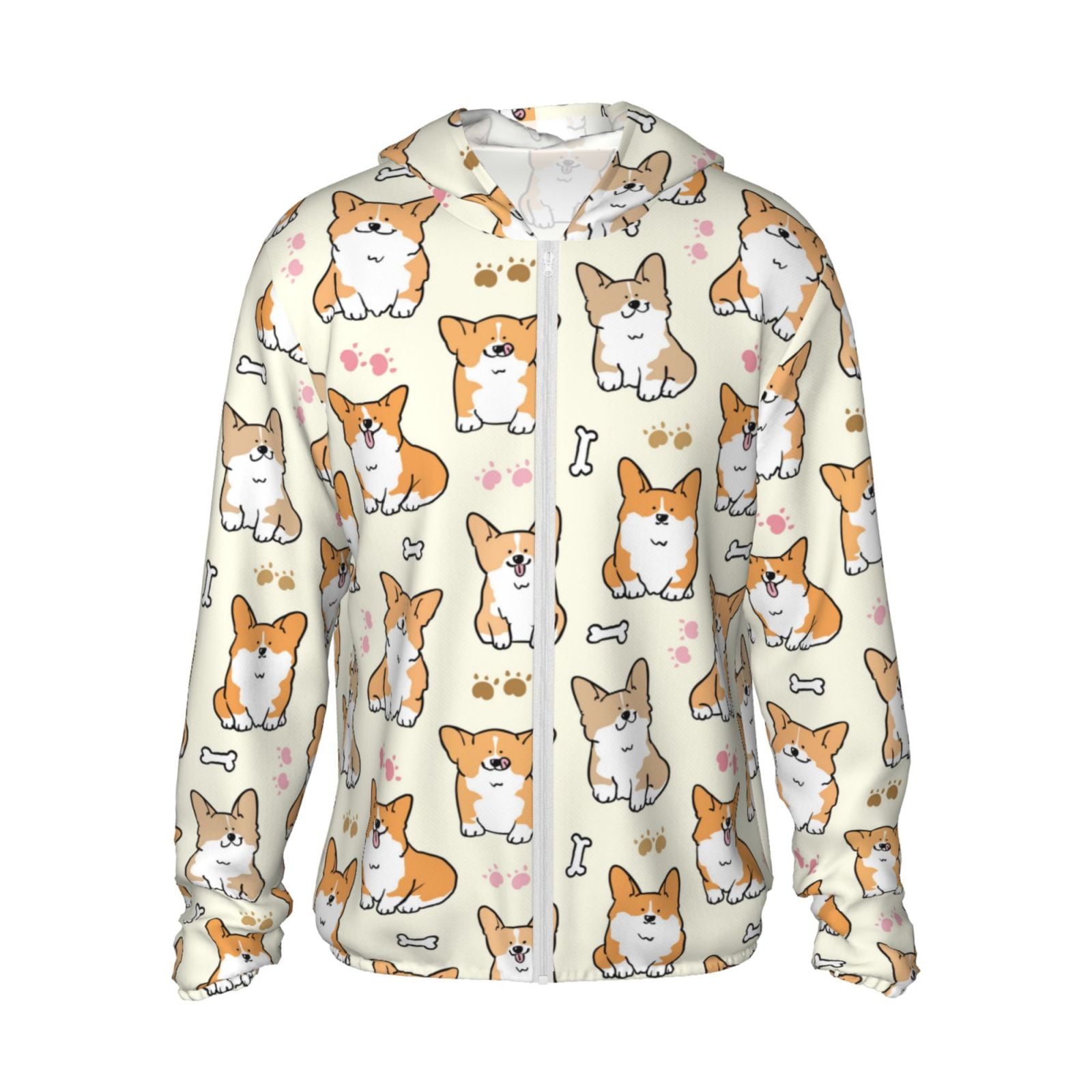 Corgi Portrait Pastel Pattern Print Men Pullover Hoodie