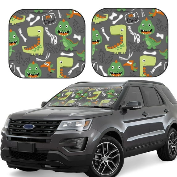 Balery Cartoon Dinosaurs.Cute Dinosaurs Sun Shield 2 Pack For Car Front Windows Foldable Sun Visor Protector Blocks Max Uv Rays And Keeps Your Vehicle Cool For Most Sedans Suv Truck