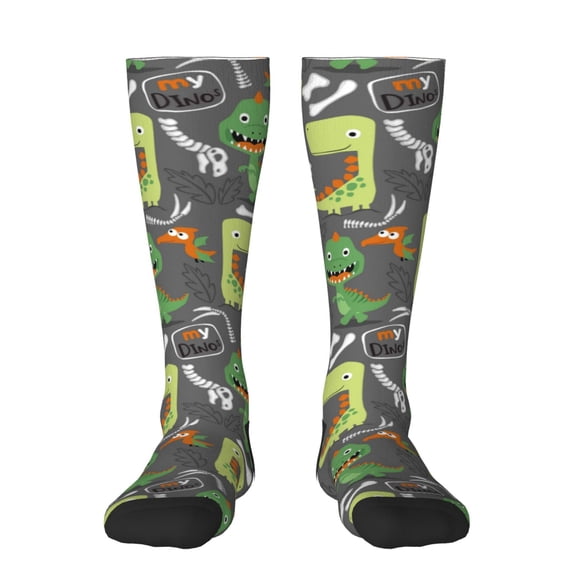 Balery Cartoon Dinosaurs Printed Novelty Socks Men's Women's Crew Socks Sports Socks Knee High Socks Cotton Socks Quirky and Cool Socks