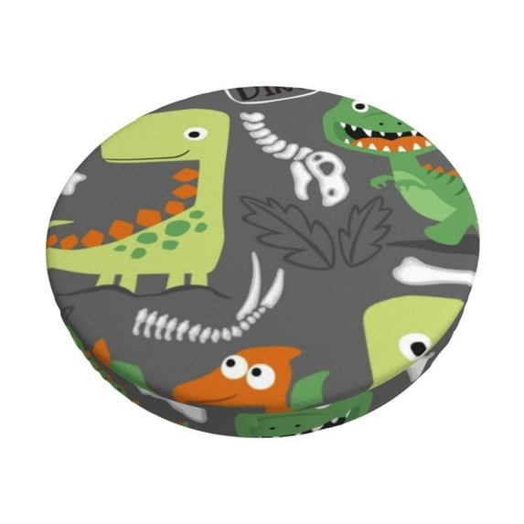 Balery Cartoon Dinosaurs Velvet Round Bar Chair Cushion Cover Adjustable, Protects From Scratches And Stains, Soft & Washable Ideal For Wooden And Metal Stools - 13 Inch