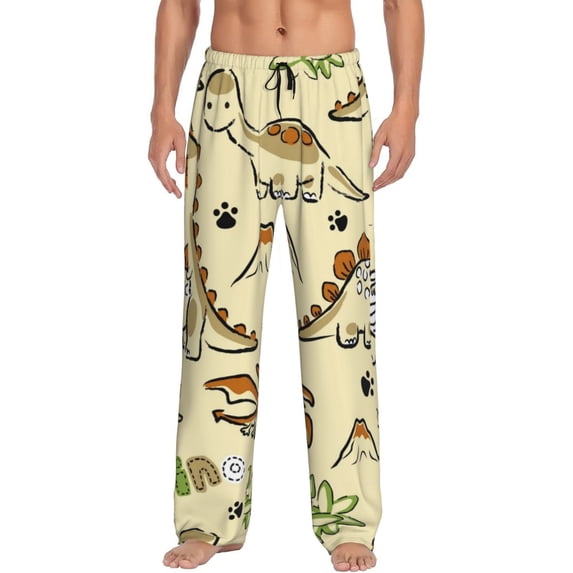 Balery Cartoon Dinosaurs print Men's Pajama Pants,Ultra Lightweight Pjs,Lounge Pant-X-Large