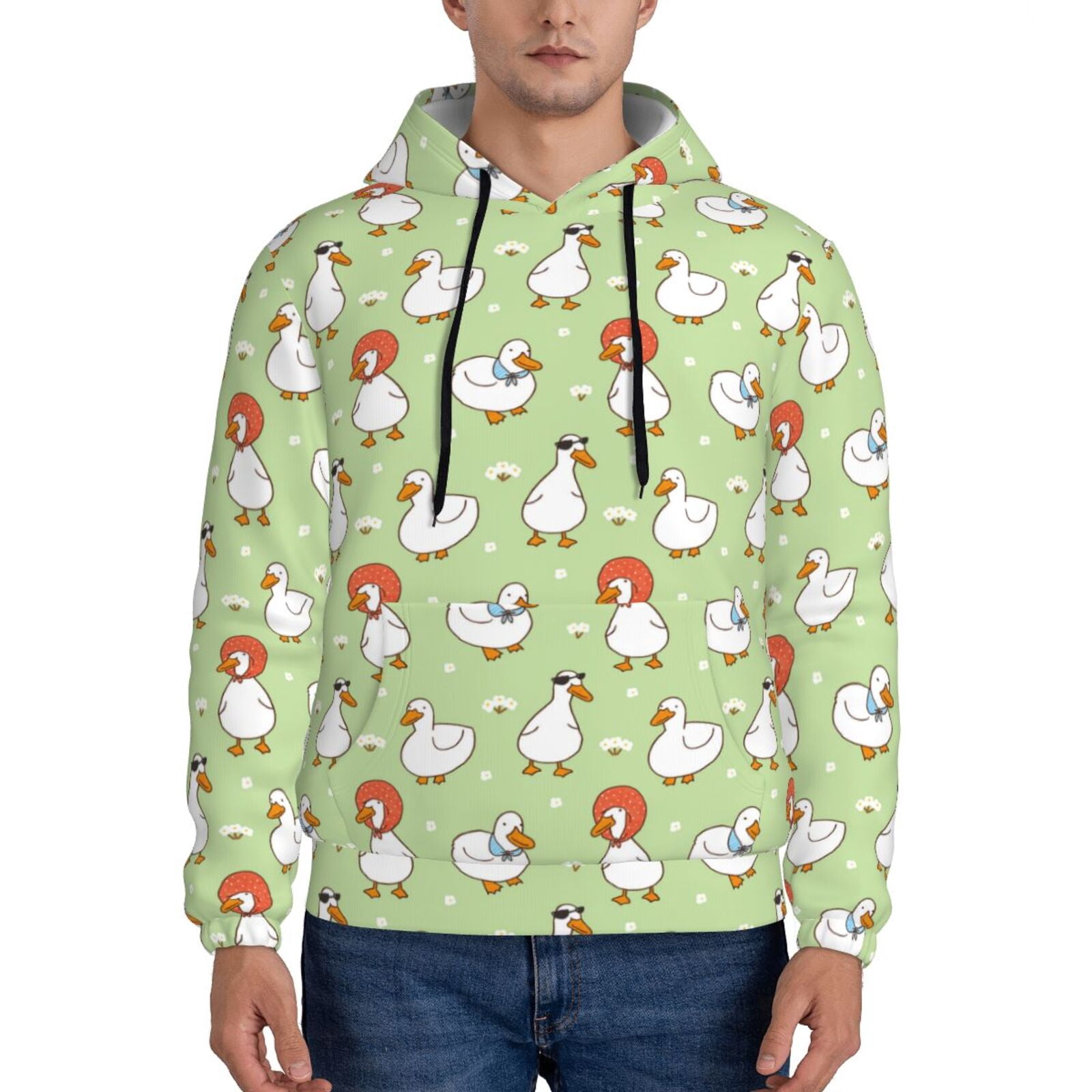 Blue Donut Pattern Print Men Pullover Hoodie