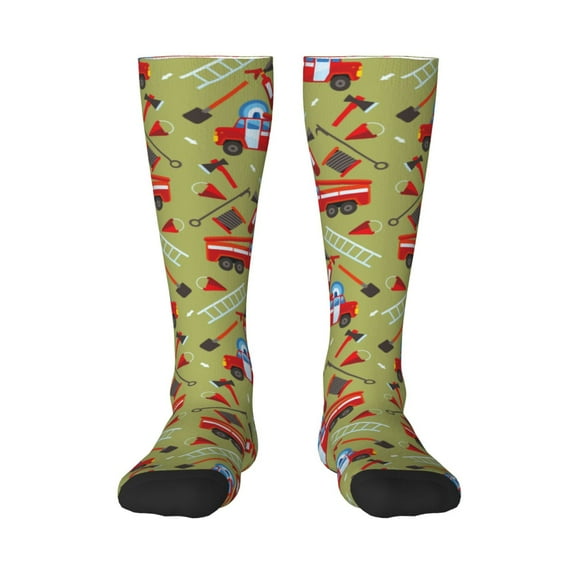Balery Cartoon Fire Truck Fun Novelty Socks Men'S Women'S Crew Socks Funny Crazy Novelty Socks Quirky And Cool Socks