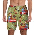 thumbnail image 1 of Balery Cartoon Fire Truck Mens Swim Trunks Swim Shorts for Men Quick Dry Inseam Beach Shorts with Compression Liner Pocket-X-Large, 1 of 9