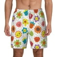 thumbnail image 1 of Balery Cartoon Flowers Mens Swim Trunks Swim Shorts for Men Quick Dry Inseam Beach Shorts with Compression Liner Pocket-Large, 1 of 9