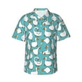 thumbnail image 1 of Balery Cartoon Funny Goose Print Men's Hawaiian Shirts Short Sleeve Beach Shirt Relaxed Fit Vacation Button Down Shirts-Small, 1 of 9
