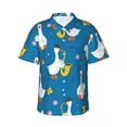thumbnail image 1 of Balery Cartoon Goose Print Men's Hawaiian Shirts Short Sleeve Beach Shirt Relaxed Fit Vacation Button Down Shirts-Large, 1 of 9
