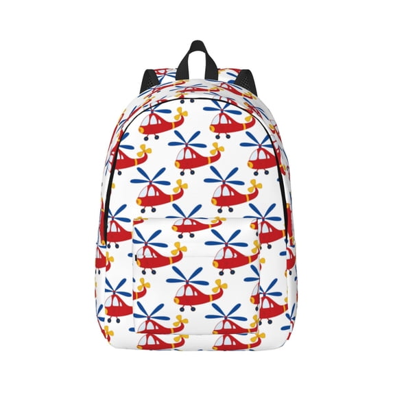Balery Cartoon Helicopter Vintage Canvas Backpack for Men and Women - Large Capacity, Durable Travel Laptop Bag for School, Work, Hiking, and Outdoor Activities
