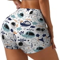 thumbnail image 1 of Balery Cartoon Helicopters Printed Workout Shorts for Women Seamless Scrunch Short Gym Yoga Running Sport Active Exercise Fitness Shorts-Large, 1 of 8