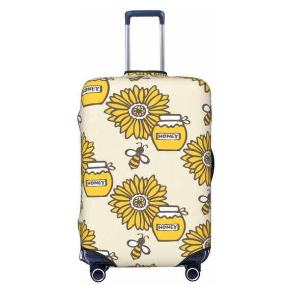 Balery Cartoon Honey Pot Bee Sunflower Luggage Cover Protector, Scratch And Dirt Resistant, Fits 18-32 Inch Luggage - X-Large