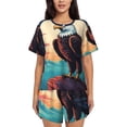 thumbnail image 1 of Balery Cartoon Iceberg Bald Eagle Pattern Womens Pajama Sets 2 Piece Soft Short Sleeve Top and Shorts Sleepwear Round Neck Pjs Lounge Set with Pockets-Medium, 1 of 7