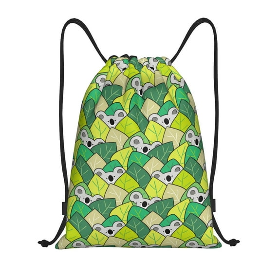 Balery Cartoon Koala Bear and Leaf Pattern Drawstring Backpack Bag Sport Gym Sackpack Cinch Bags Pattern Drawstring Backpack Bag Sport Gym Sackpack Cinch Bags -Medium