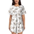 thumbnail image 1 of Balery Cartoon Koala Pattern Womens Pajama Sets 2 Piece Soft Short Sleeve Top and Shorts Sleepwear Round Neck Pjs Lounge Set with Pockets-Large, 1 of 7