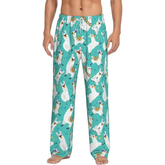 Balery Cartoon Llamas print Men's Pajama Pants,Ultra Lightweight Pjs,Lounge Pant-X-Large