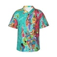 thumbnail image 1 of Balery Cartoon Map Of Europe Print Men's Hawaiian Shirts Short Sleeve Beach Shirt Relaxed Fit Vacation Button Down Shirts-Medium, 1 of 9