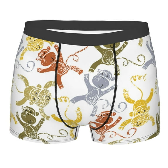 Balery Cartoon Monkey Men's Boxer Briefs, Soft and Breathable Cotton Underwear with nylon Waistband-Medium