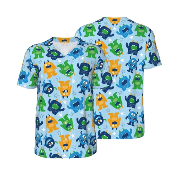 Balery Cartoon Monster Baseball Jersey for Men Casual Button Down Shirts Short Sleeve Active Team Sports Uniform-Small