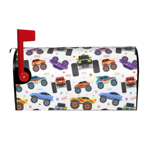 Balery Cartoon Monster Trucks1 Mailbox Cover - Standard Size-21x18 in