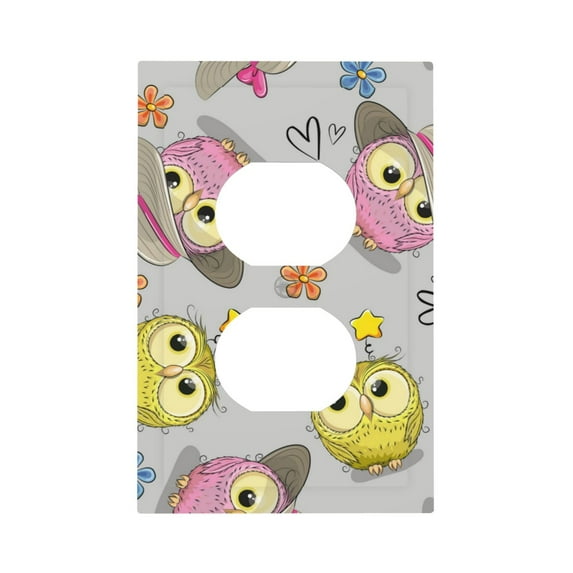 Balery Cartoon Owls for Duplex Wall Plates Kit, Electrical Outlet Covers, Standard Size 1-Gang 5.0" x3.0", Electric Receptacle Plug Covers-Style S