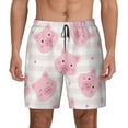 thumbnail image 1 of Balery Cartoon Pig Mens Swim Trunks Swim Shorts for Men Quick Dry Inseam Beach Shorts with Compression Liner Pocket-Medium, 1 of 9