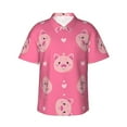 thumbnail image 1 of Balery Cartoon Pigs and Hearts Print Men's Hawaiian Shirts Short Sleeve Beach Shirt Relaxed Fit Vacation Button Down Shirts-3X-Large, 1 of 9