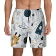 thumbnail image 1 of Balery Cartoon Planets Mens Swim Trunks Swim Shorts for Men Quick Dry Inseam Beach Shorts with Compression Liner Pocket-Large, 1 of 9