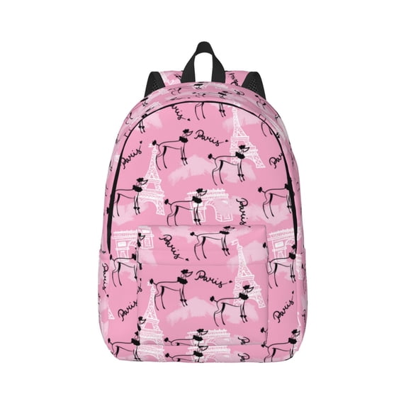 Balery Cartoon Poodle Dog Vintage Canvas Backpack for Men and Women - Large Capacity, Durable Travel Laptop Bag for School, Work, Hiking, and Outdoor Activities