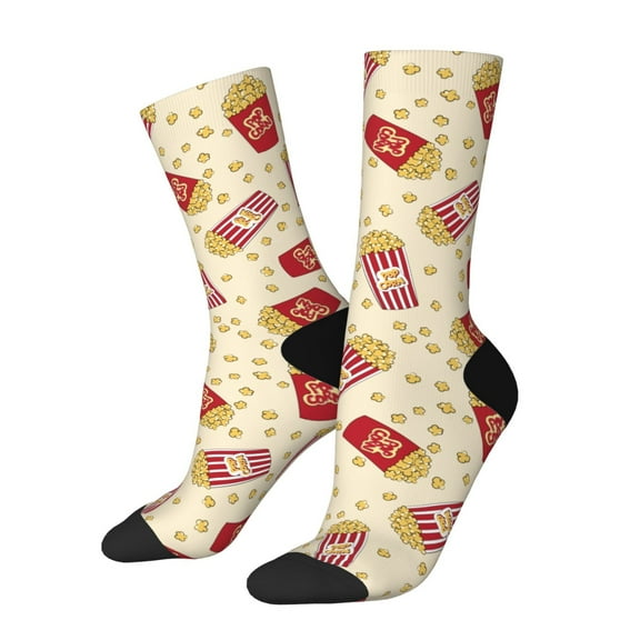 Balery Cartoon Popcorn Pattern Crew Socks Unisex– Soft & Breathable Socks for Men & Women, One-Size Fits Most (US 5-11), Comfortable & Durable for Daily Wear