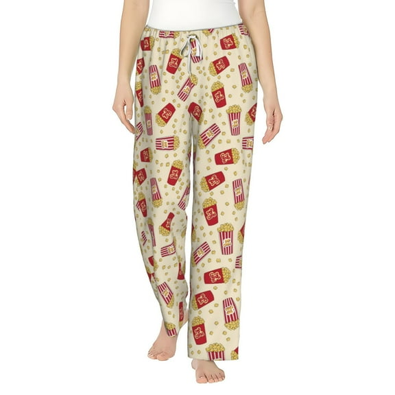 Balery Cartoon Popcorn print Women's Pajama Pants,Ultra Lightweight Pjs,Lounge Pant-Large