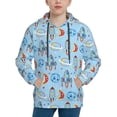 thumbnail image 1 of Balery Cartoon Rocket With Space Pattern Boys Hoodie, Youth Pullover Hooded Sweatshirt, Kangaroo Pocket Hoodie for Kids Girls -Small, 1 of 6