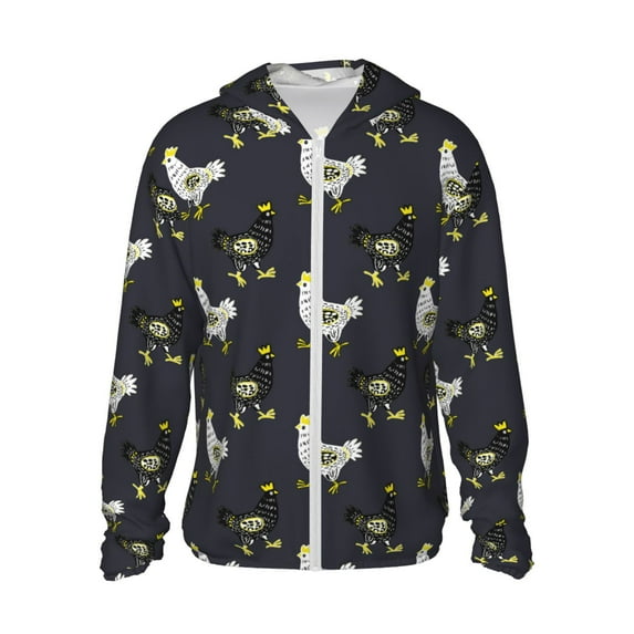 Balery Cartoon Rooster Men's Women's UPF 50+ Sun Protection Lightweight Hoodie Performance Long Sleeve Shirt for Fishing Running-Large