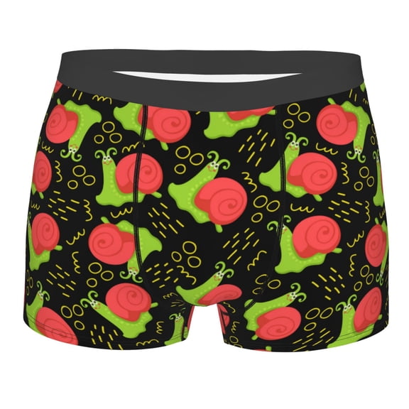 Balery Cartoon Snail Men's Boxer Briefs, Soft and Breathable Cotton Underwear with nylon Waistband-Medium