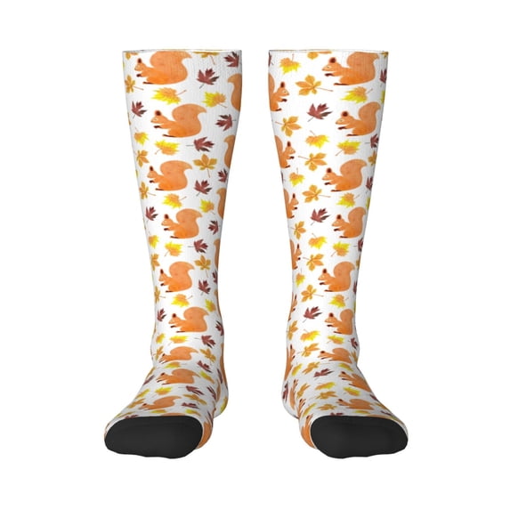 Balery Cartoon Squirrel Printed Novelty Socks Men's Women's Crew Socks Sports Socks Knee High Socks Cotton Socks Quirky and Cool Socks
