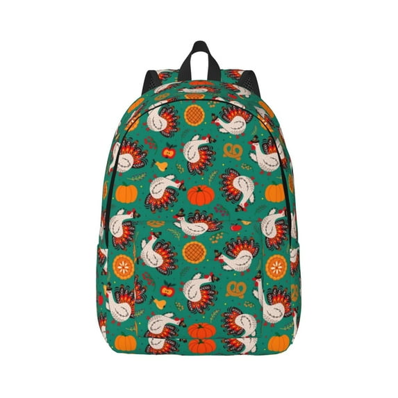 Balery Cartoon Turkey Vintage Canvas Backpack for Men and Women - Large Capacity, Durable Travel Laptop Bag for School, Work, Hiking, and Outdoor Activities-Small