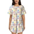 thumbnail image 1 of Balery Cat And Rabbit Pattern Womens Pajama Sets 2 Piece Soft Short Sleeve Top and Shorts Sleepwear Round Neck Pjs Lounge Set with Pockets-3X-Large, 1 of 7