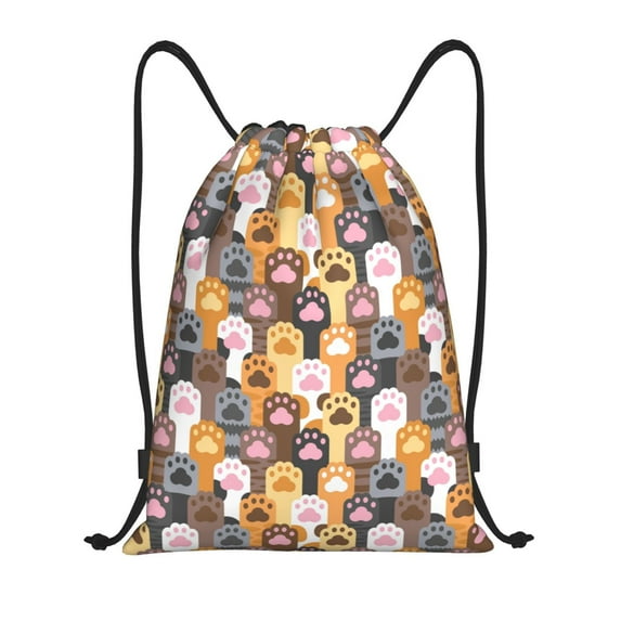 Balery Cat Paw (2) Pattern Drawstring Backpack Bag Sport Gym Sackpack Cinch Bags Pattern Drawstring Backpack Bag Sport Gym Sackpack Cinch Bags -Medium