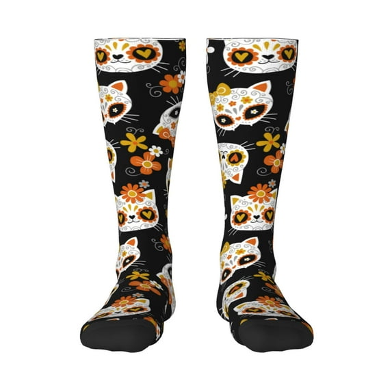 Balery Cat Skulls And Flowers Fun Novelty Socks Men'S Women'S Crew Socks Funny Crazy Novelty Socks Quirky And Cool Socks