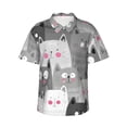 thumbnail image 1 of Balery Cats Group Print Men's Hawaiian Shirts Short Sleeve Beach Shirt Relaxed Fit Vacation Button Down Shirts-Small, 1 of 9