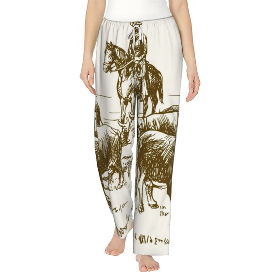 Balery Cattle Drive By Two Cowboys print Women's Pajama Pants,Ultra Lightweight Pjs,Lounge Pant-Small