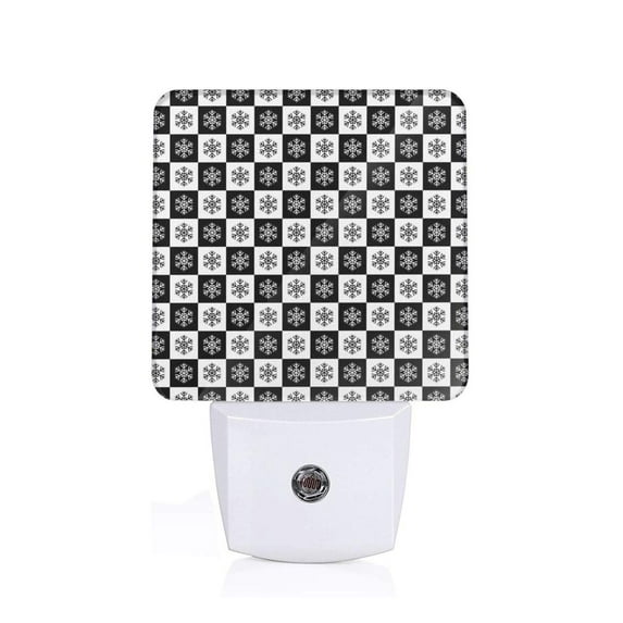 Balery Checkerboard With Snowflake 1 Pattern LED Night Light with Automatic Sensor Plug in Night Light with Dusk-to-Dawn Light Sensor LED Nightlight 0.5W-EU