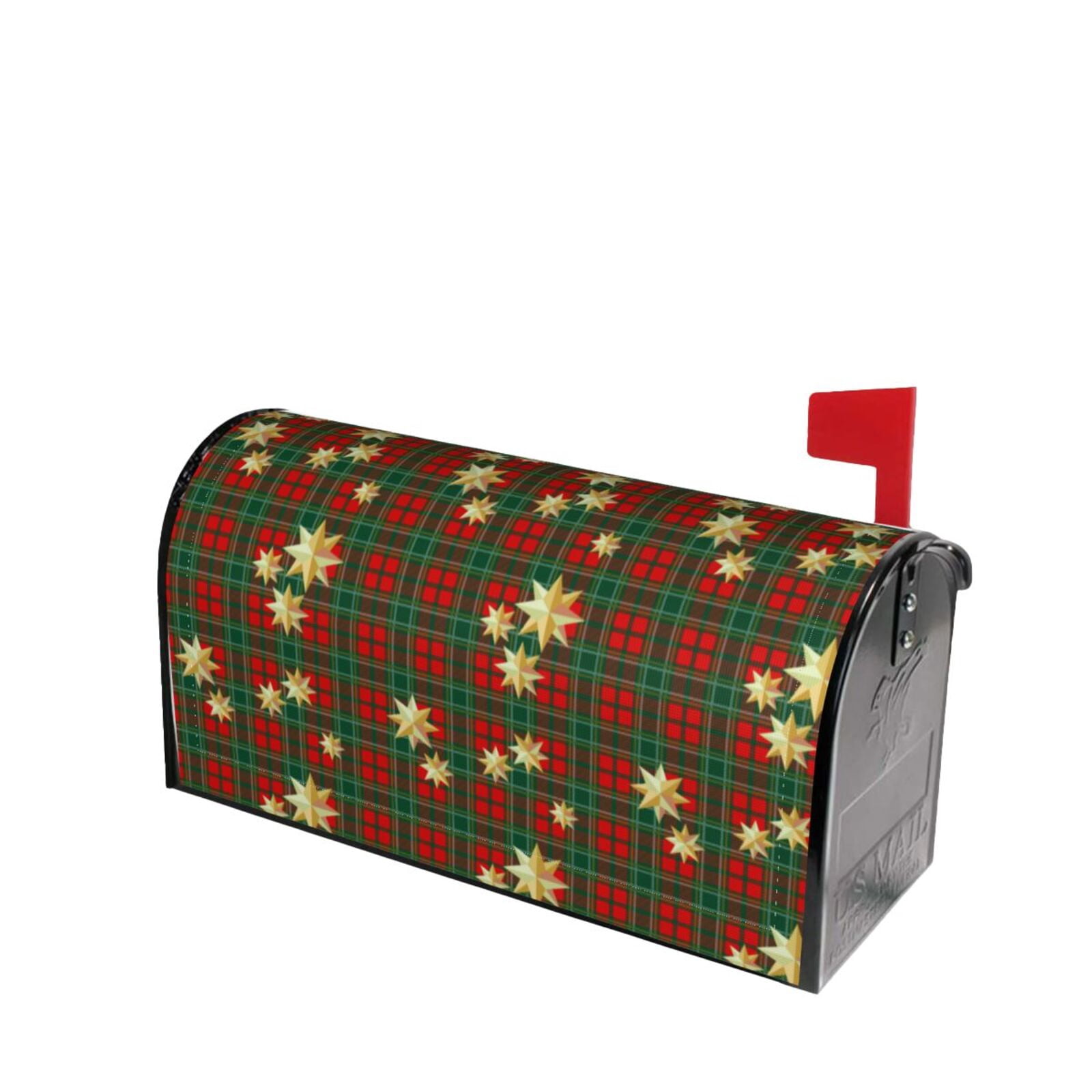Balery Checkered With Golden Stars Mailbox Cover - Standard Size-21x18 ...