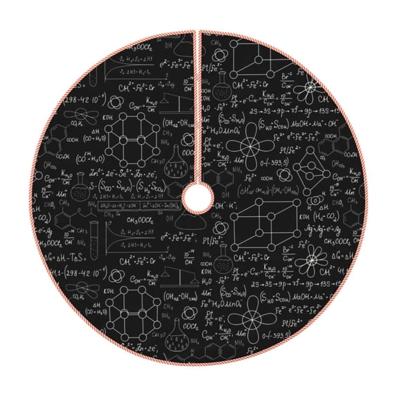 Balery Chemistry Formulas 3 Printed Christmas Tree Skirt , Merry Christmas Party Christmas Tree Decoration,Adjustable Tree Skirt-48"