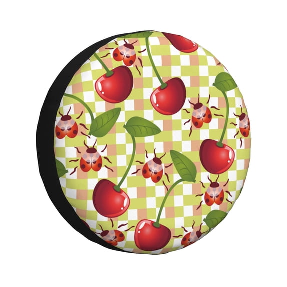 Balery Cherries And Ladybirdstire Cover Waterproof Dust-Proof, Universal Spare Wheel Tire Cover For Trailer, Rv, Suv Truck And Vehicle Camper Accessories-17 Inch