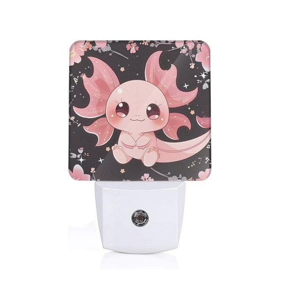 Balery Chibi Axolotl Sakura Fantasy Pattern LED Night Light with Automatic Sensor Plug in Night Light with Dusk-to-Dawn Light Sensor LED Nightlight 0.5W-UK