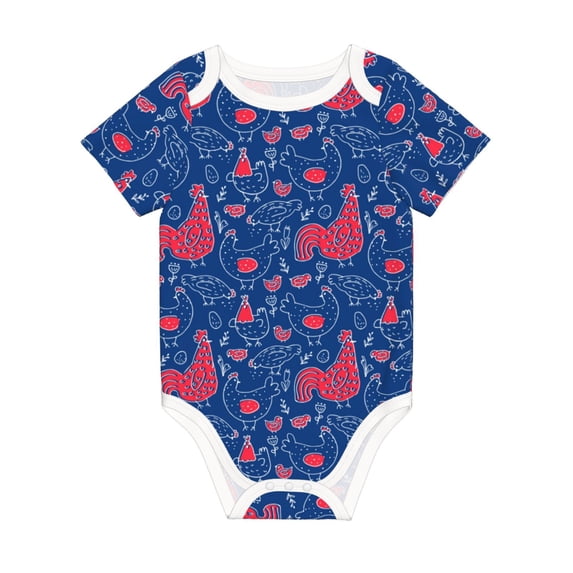Balery Chicken and Rooster Pattern Baby Climbing Clothes Infant Bodysuit Cute Infant Bodysuit Baby Romper-18 Months