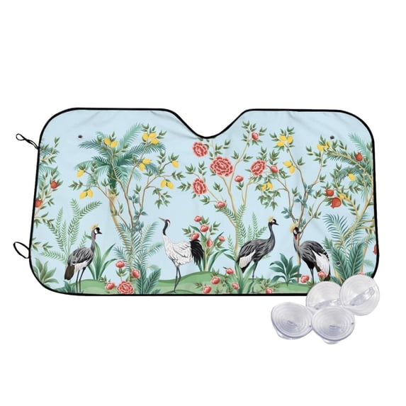Balery Chinoiserie Floral Palm Tree Print Car Windshield Sun Shade,Windshield Sunshade for Car Pickup Truck SUV Accessories-Medium