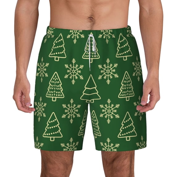 Balery Christmas (2) Mens Swim Trunks Swim Shorts for Men Quick Dry Inseam Beach Shorts with Compression Liner Pocket-Medium