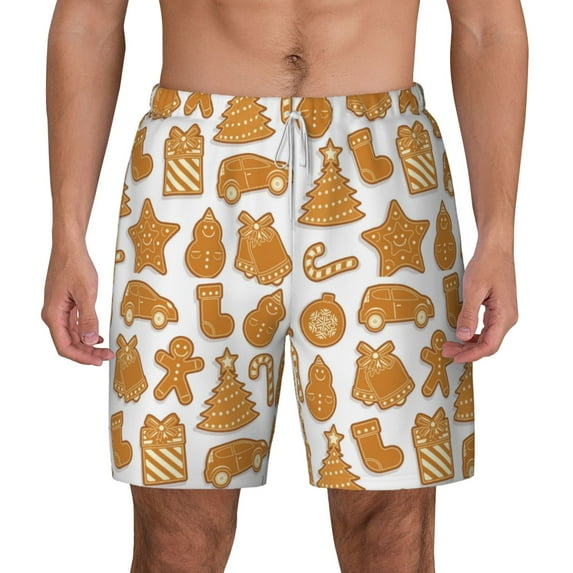Balery Christmas Elements Mens Swim Trunks Swim Shorts for Men Quick Dry Inseam Beach Shorts with Compression Liner Pocket-Large