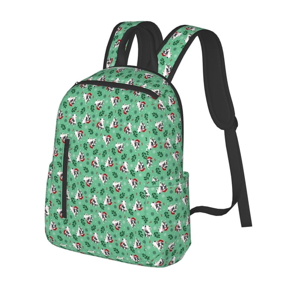 Balery Christmas French Bulldog Lightweight Backpack for Men and Women - Durable and Water-Resistant, Ideal for School, Work, Travel, and Everyday Use